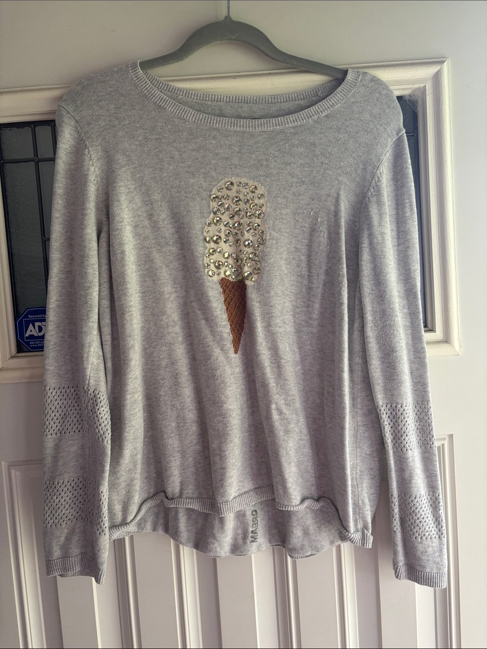 Light Gray Embellished Ice Cream Sweater Top